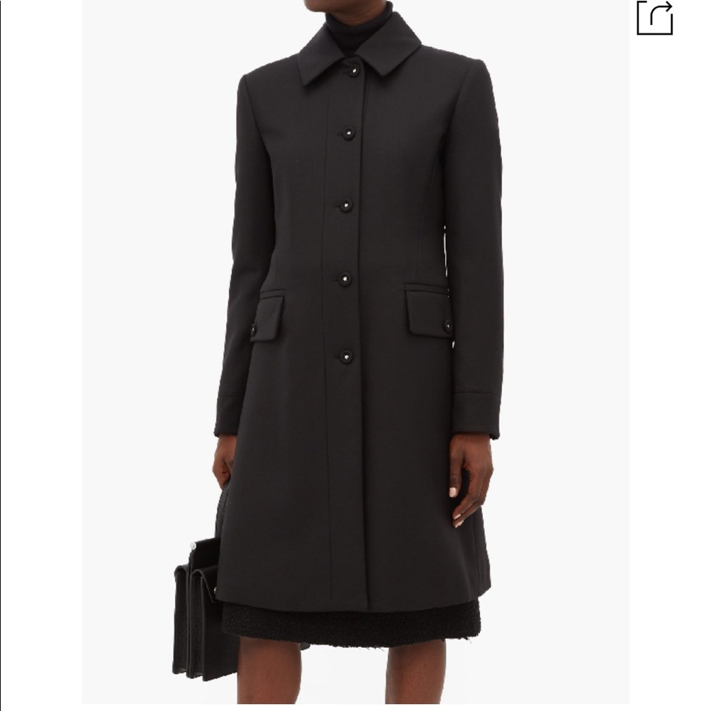 BURBERRY SINGLE BREASTED WOOL FITTED BLACK COAT - Picture 2 of 11